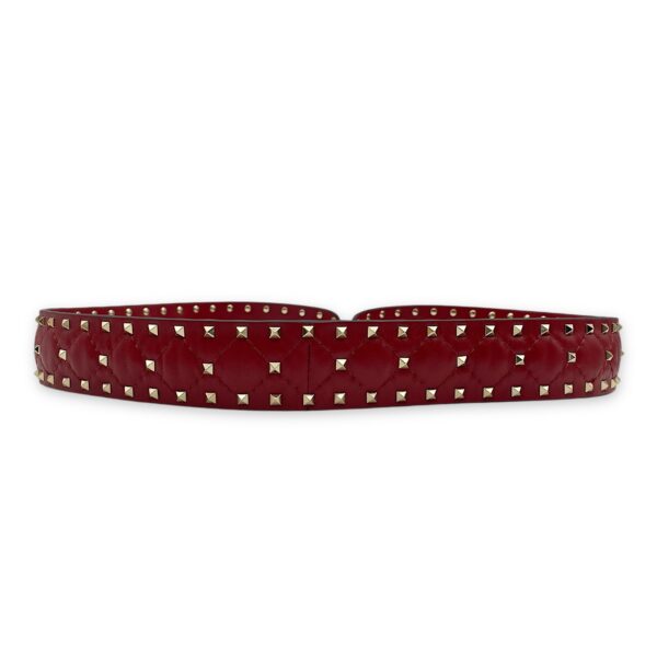 Studded 113x4cm Red Bag Strap in Nappa Leather, Gold hardware - Image 3