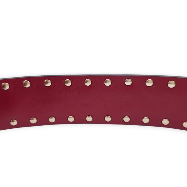 Studded 113x4cm Red Bag Strap in Nappa Leather, Gold hardware - Image 4