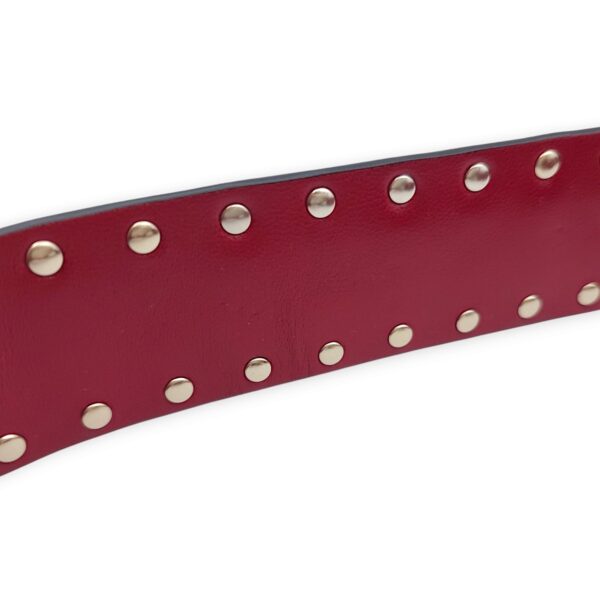Studded 113x4cm Red Bag Strap in Nappa Leather, Gold hardware - Image 6