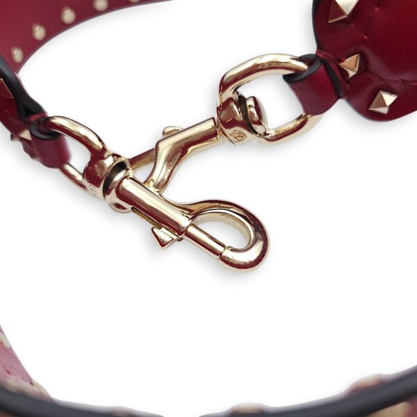 Studded 113x4cm Red Bag Strap in Nappa Leather, Gold hardware - Image 7