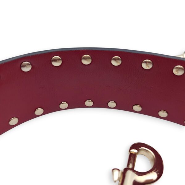 Studded 113x4cm Red Bag Strap in Nappa Leather, Gold hardware - Image 5