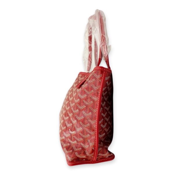 Anjou Mini Red Shoulder Bag in Coated Canvas, Silver hardware - Image 7