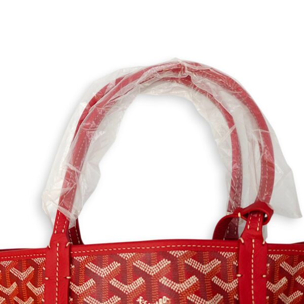 Anjou Mini Red Shoulder Bag in Coated Canvas, Silver hardware - Image 4