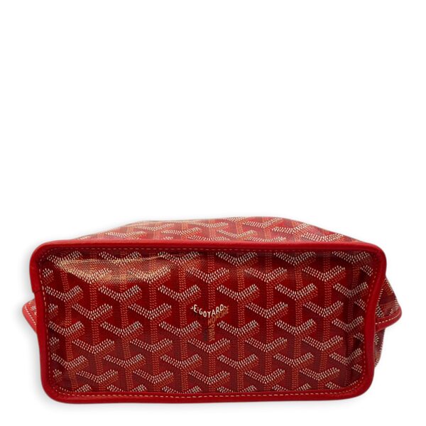 Anjou Mini Red Shoulder Bag in Coated Canvas, Silver hardware - Image 9