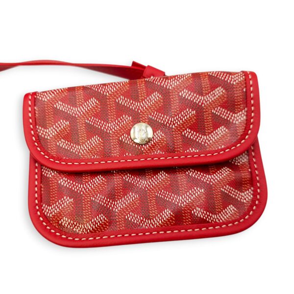 Anjou Mini Red Shoulder Bag in Coated Canvas, Silver hardware - Image 5