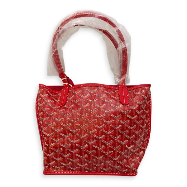 Anjou Mini Red Shoulder Bag in Coated Canvas, Silver hardware