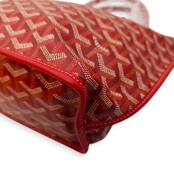 Anjou Mini Red Shoulder Bag in Coated Canvas, Silver hardware - Image 12