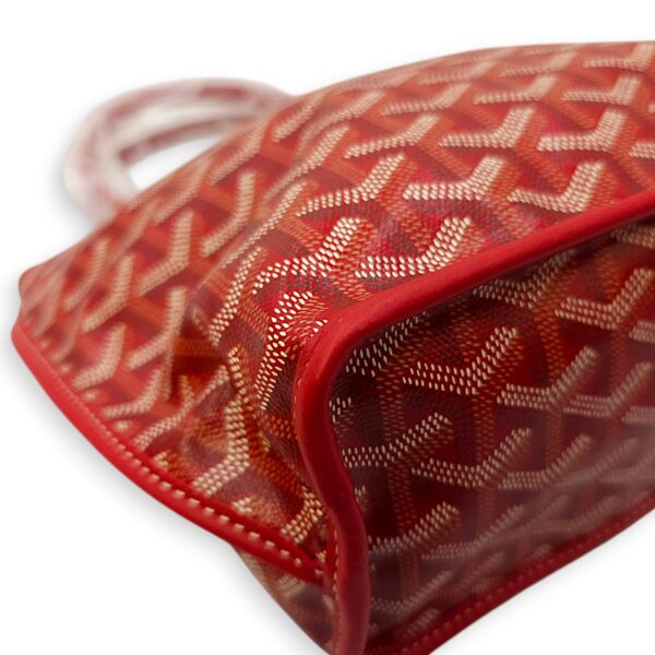 Anjou Mini Red Shoulder Bag in Coated Canvas, Silver hardware - Image 11