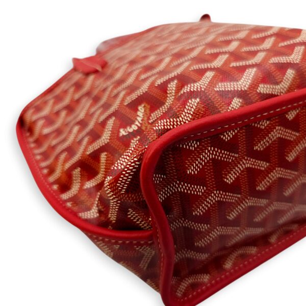 Anjou Mini Red Shoulder Bag in Coated Canvas, Silver hardware - Image 13