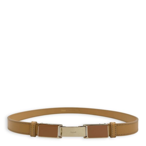 Ladies Belt S Brown in Calfskin, Gold hardware