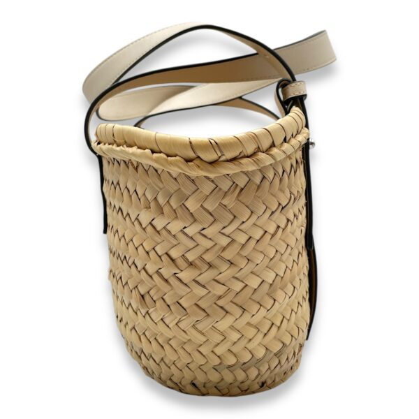 Basket Small White Top Handle Bag in Rattan, Silver hardware - Image 4