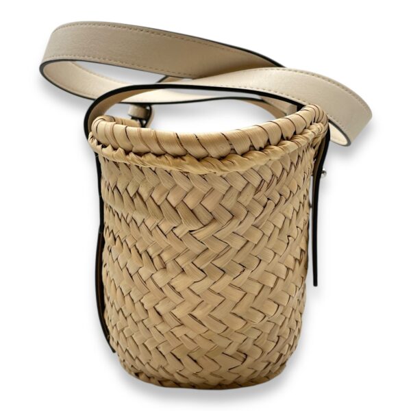 Basket Small White Top Handle Bag in Rattan, Silver hardware - Image 5