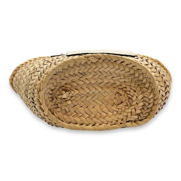 Basket Small White Top Handle Bag in Rattan, Silver hardware - Image 6