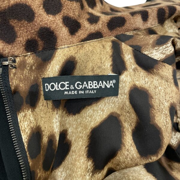 Long Sleeved with Leopard Trim Cady Dress 38 Black Ready-To-Wear in Viscose, Silver hardware - Image 6