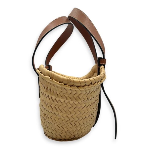 Basket Brown Top Handle Bag in Rattan, Silver hardware - Image 5
