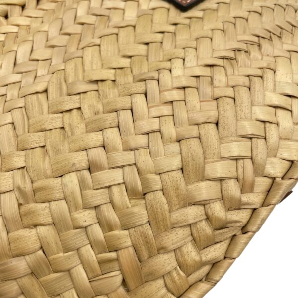 Basket Brown Top Handle Bag in Rattan, Silver hardware - Image 8