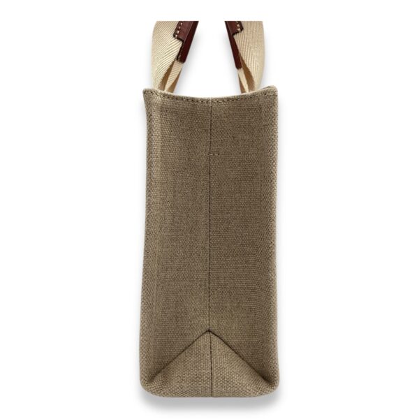 Woody Small Beige Tote Bag in Canvas, Gold hardware - Image 4
