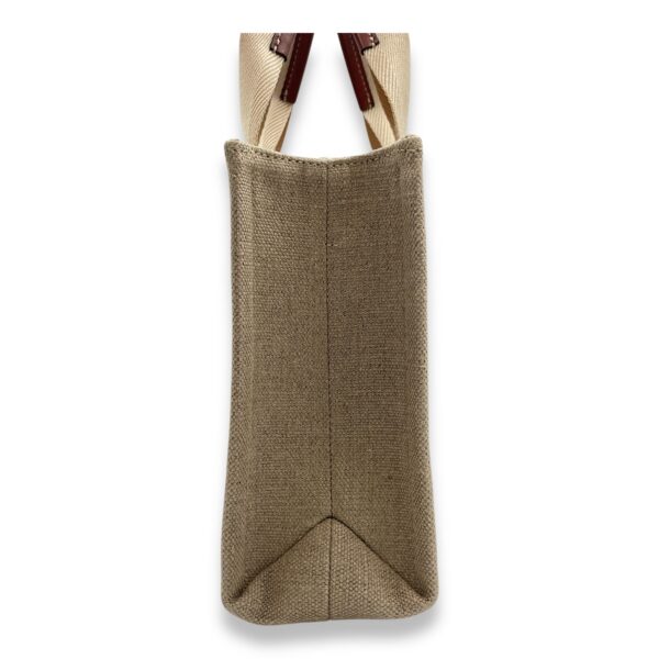 Woody Small Beige Tote Bag in Canvas, Gold hardware - Image 5
