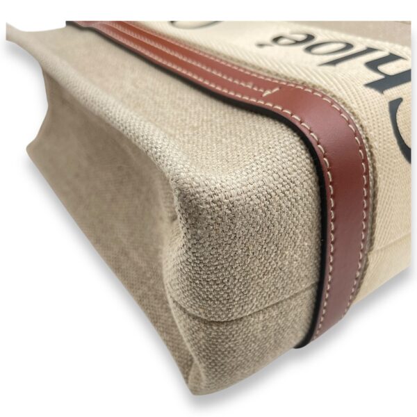 Woody Small Beige Tote Bag in Canvas, Gold hardware - Image 10
