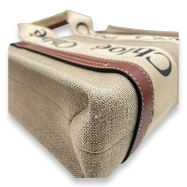 Woody Small Beige Tote Bag in Canvas, Gold hardware - Image 8