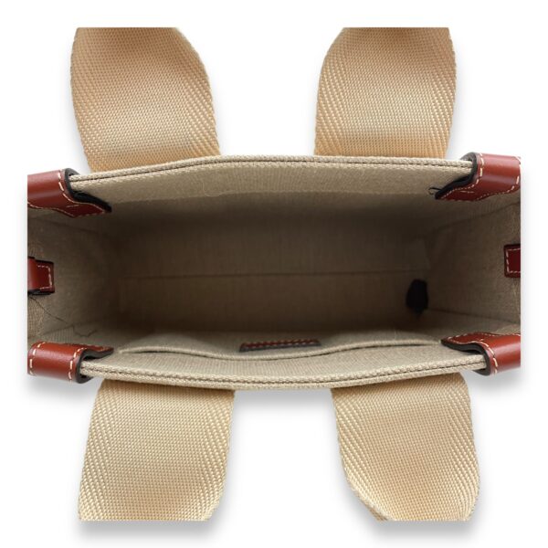 Woody Small Beige Tote Bag in Canvas, Gold hardware - Image 7