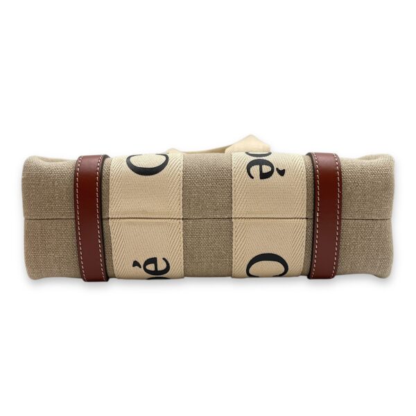 Woody Small Beige Tote Bag in Canvas, Gold hardware - Image 6