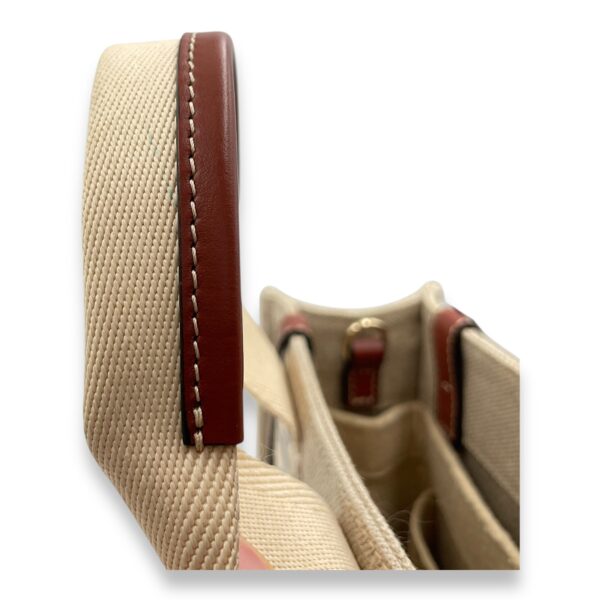 Woody Small Beige Tote Bag in Canvas, Gold hardware - Image 12