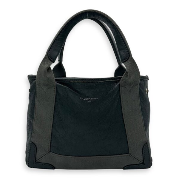 Cabas XS Grey Tote Bag in Calfskin, Silver hardware