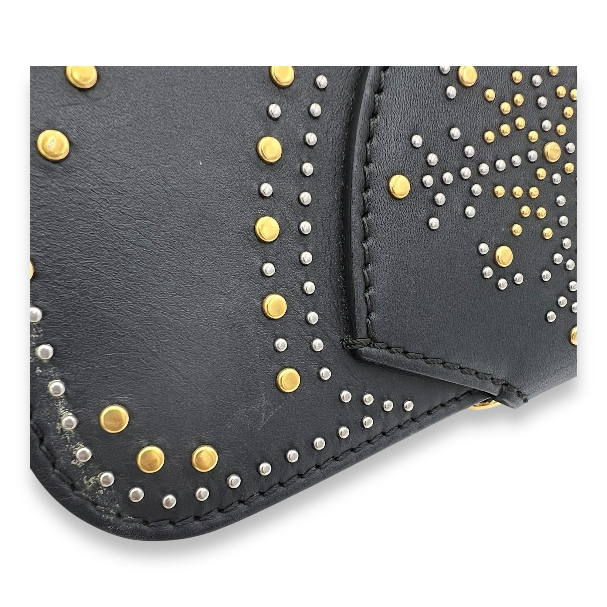 Birdie Studded Black Crossbody Bag in Calfskin, Mixed hardware - Image 13