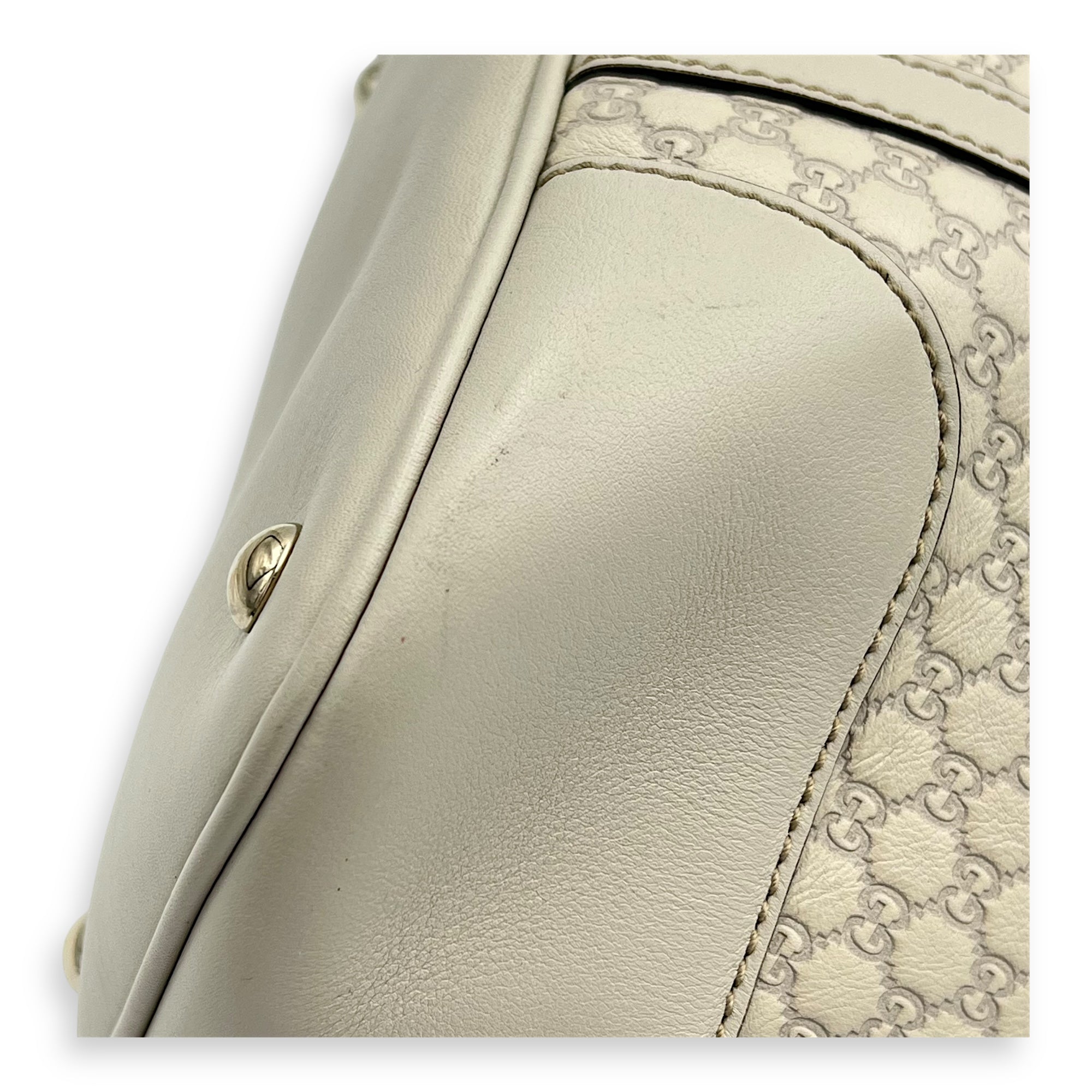Guccissima Top Handle Bag White in Calfskin, Gold hardware - Image 8