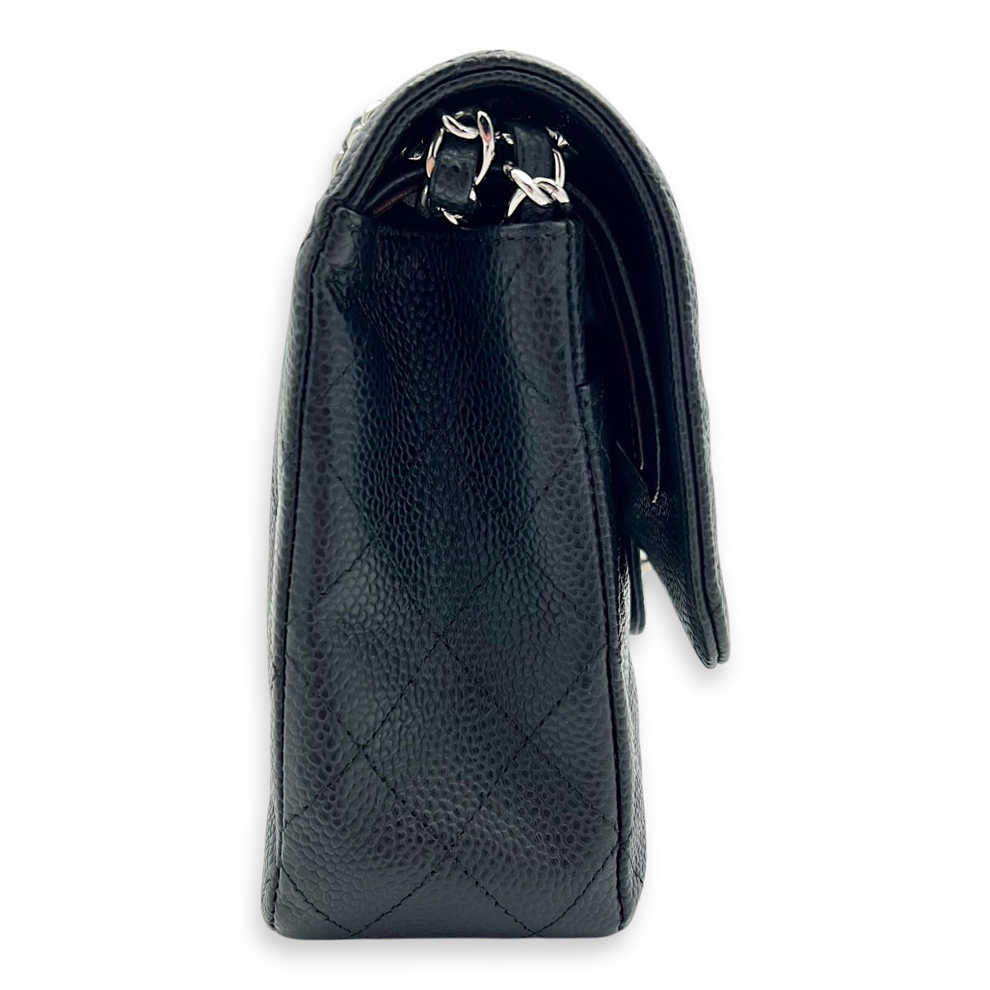 Classic Shoulder Bag Medium Black in Caviar Leather, Silver hardware - Image 4