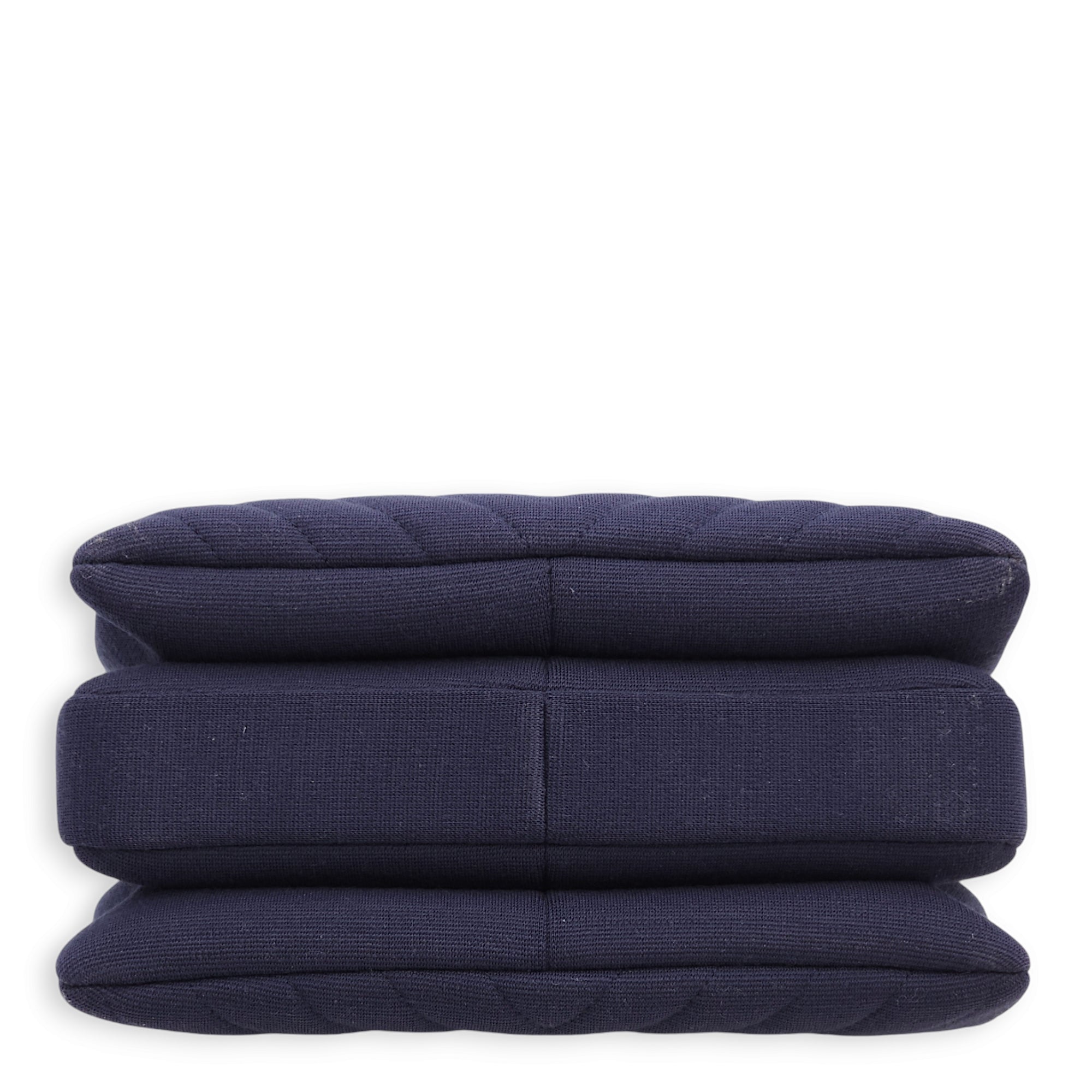 Chevron Trendy CC Small Blue Top Handle Bag in Jersey, Gold hardware - Image 7