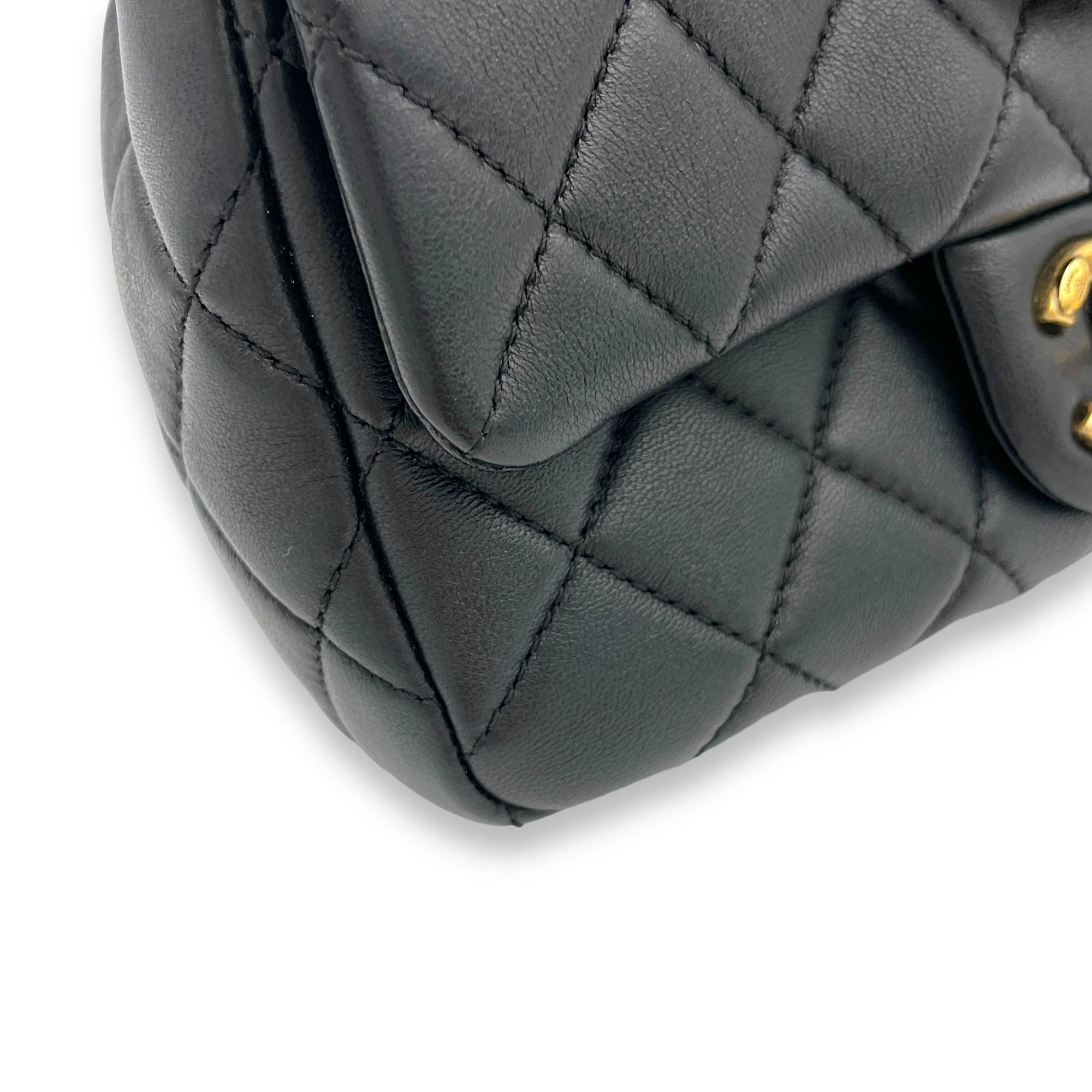 Classic Black Crossbody Bag in Lambskin, Gold hardware - Image 11