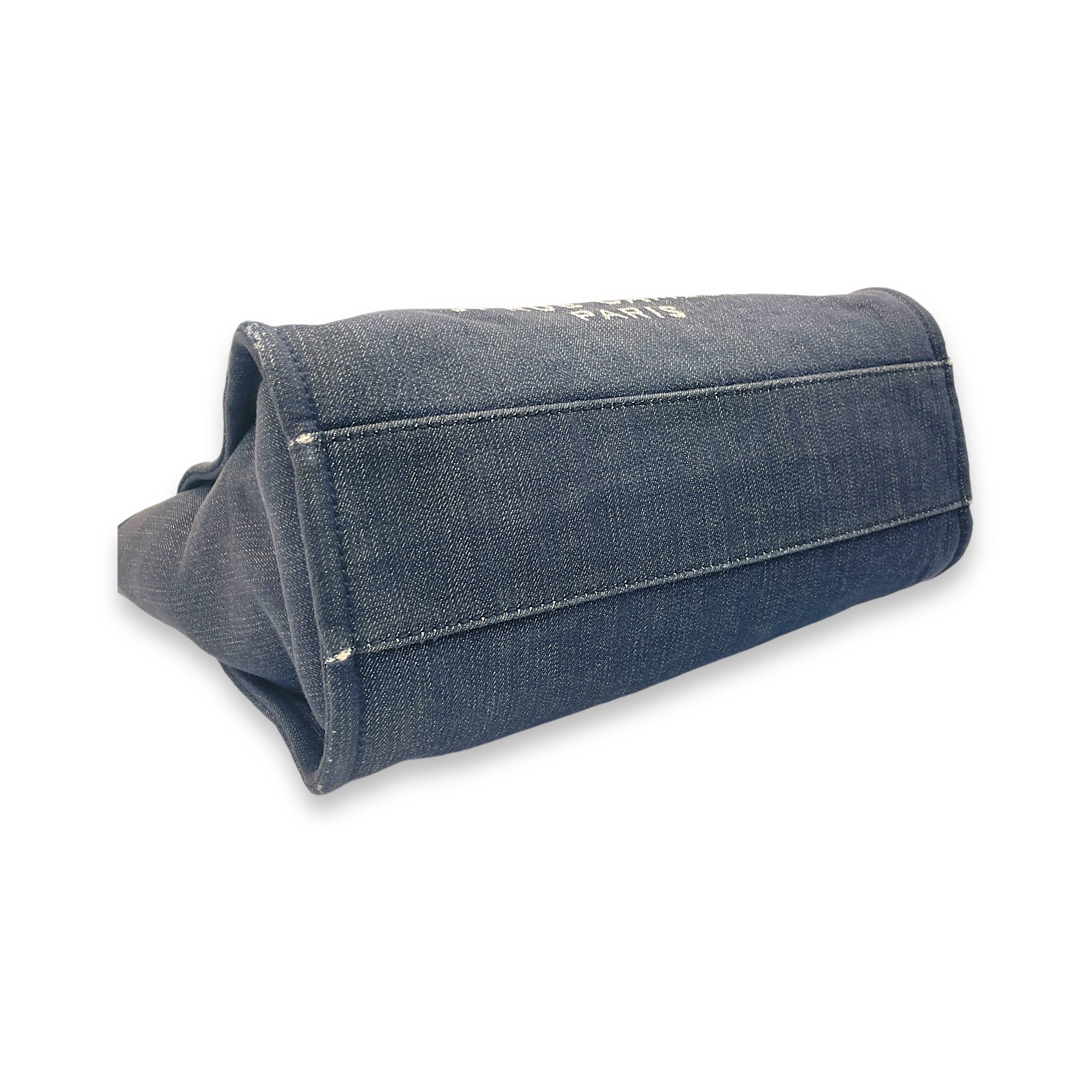 Deauville Blue Top Handle Bag in Denim, Silver hardware - Image 6