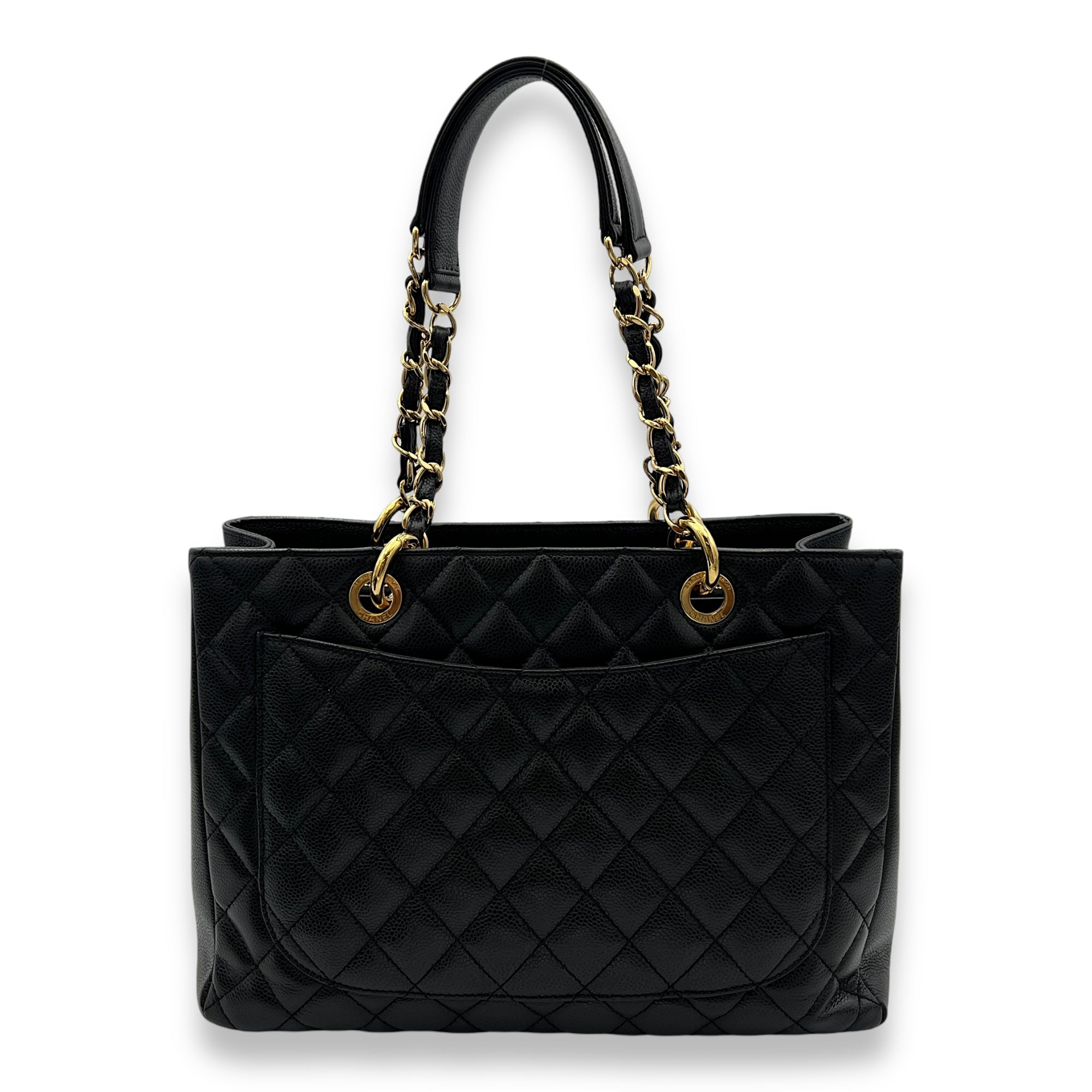 GST Black Tote Bag in Caviar Leather, Gold hardware - Image 3