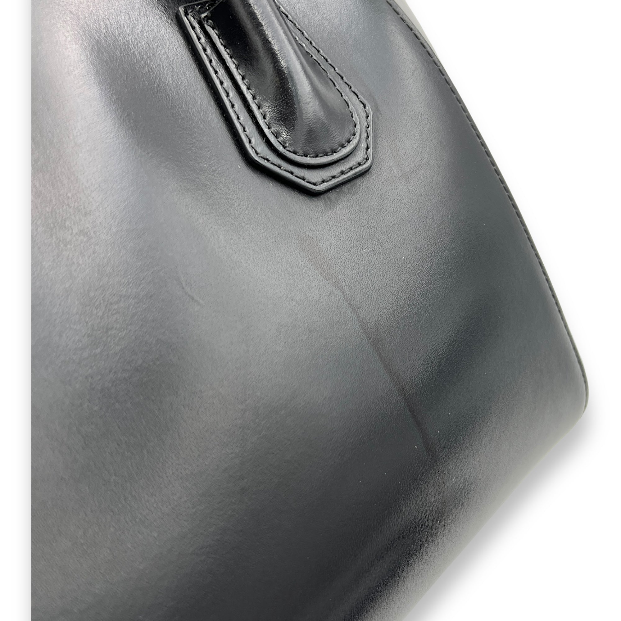 Antigona Small Black Top Handle Bag in Calfskin, Silver hardware - Image 8