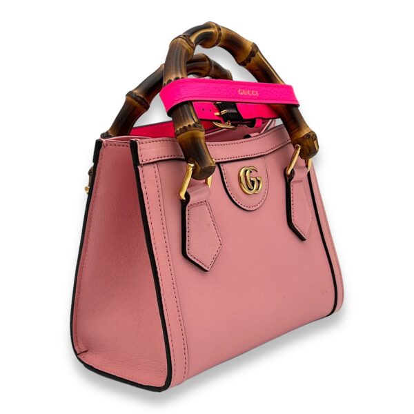 Bamboo Diana Mini Pink Top Handle Bag in Calfskin, Gold hardware - Image 5
