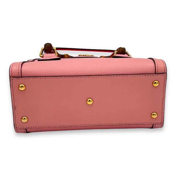 Bamboo Diana Mini Pink Top Handle Bag in Calfskin, Gold hardware - Image 6