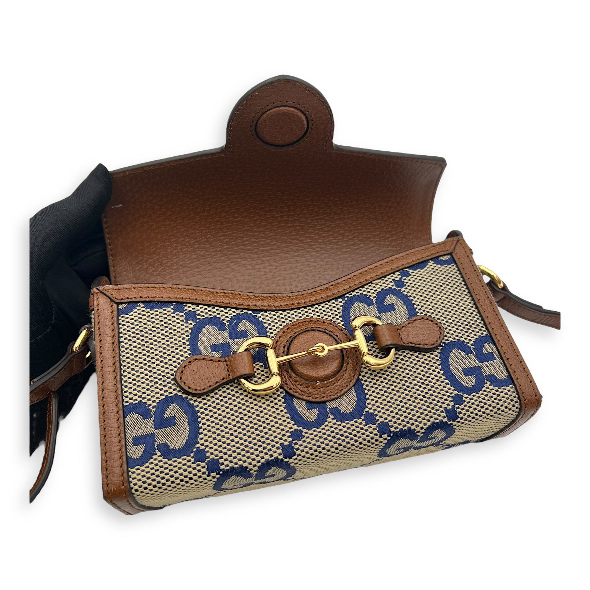 Limited Edition Horsebit 1955 Brown Crossbody Bag in Canvas, Gold hardware - Image 10