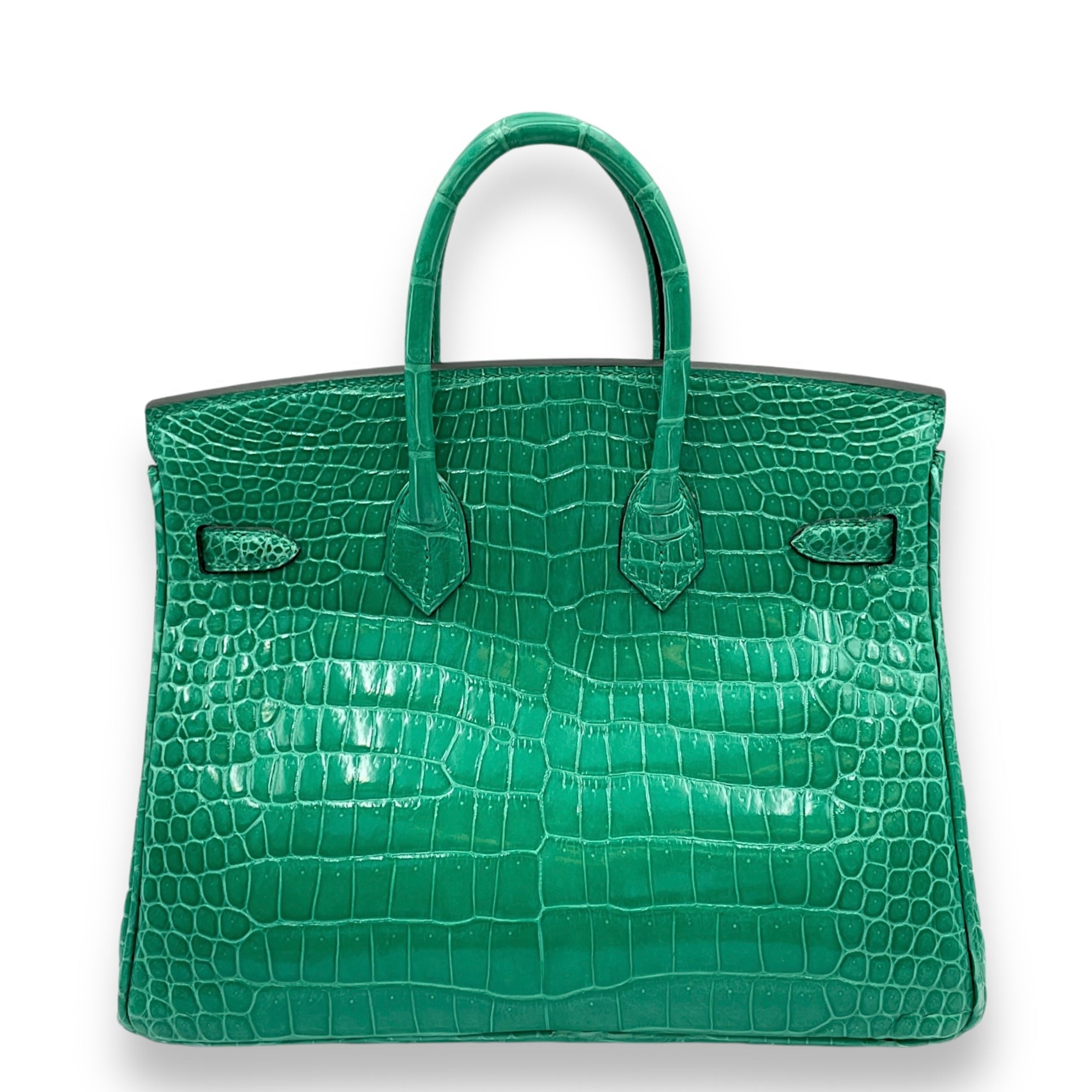 Birkin 25 Vert Jade in Shiny Porosus, Gold hardware - Image 3