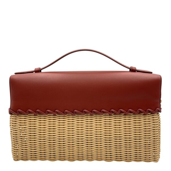 Extra Pocket L27 Brown Crossbody Bag in Wicker, Calf, Gold hardware - Image 3