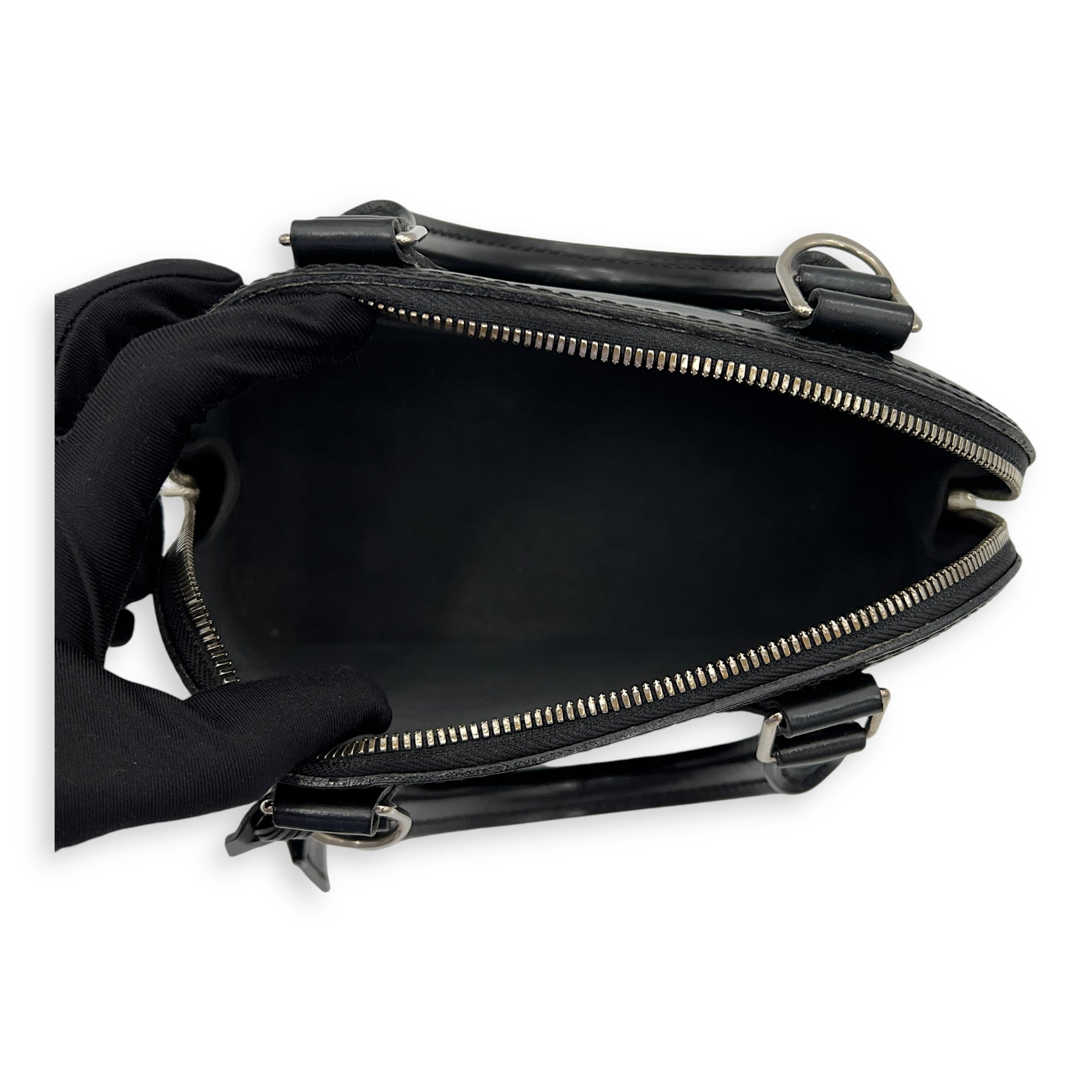 Alma Top Handle Bag BB Black in Epi Leather, Silver hardware - Image 7