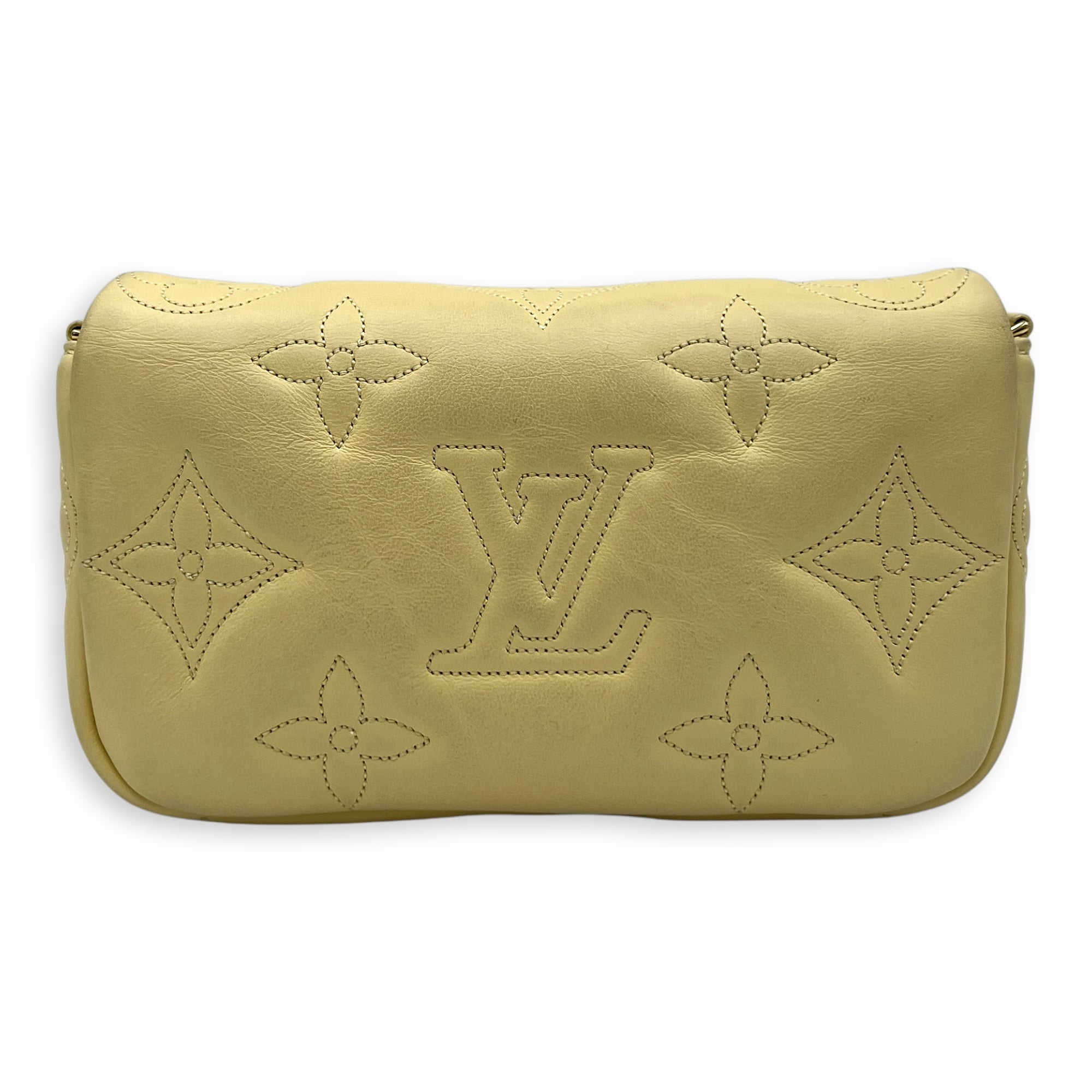 Bubblegram Wallet on Strap Yellow Crossbody Bag in Lambskin, Gold hardware - Image 3