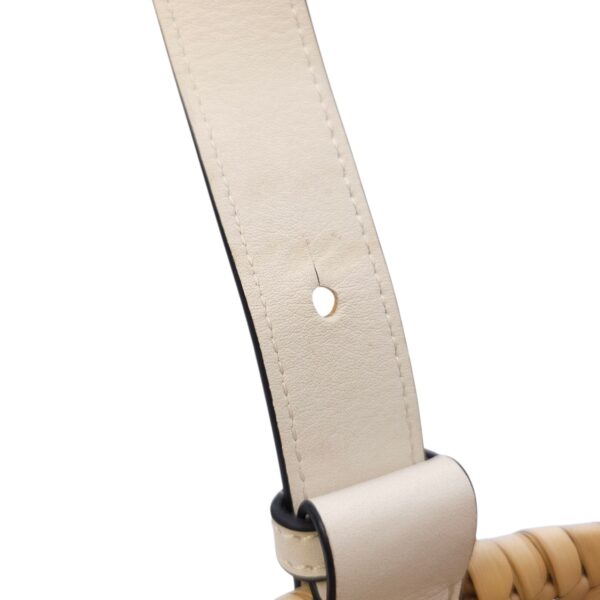 Basket Small White Top Handle Bag in Rattan, Silver hardware - Image 14