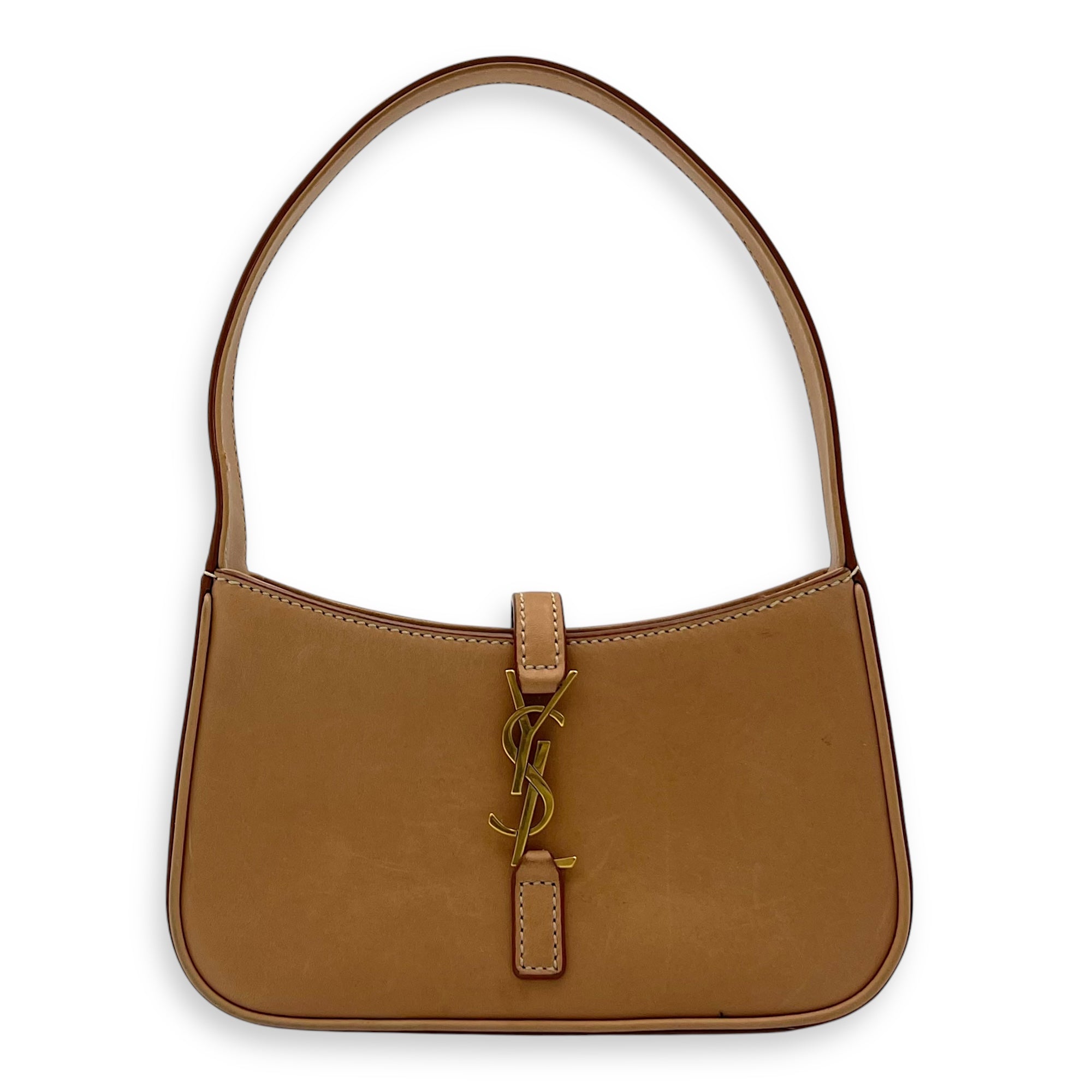 Le 5 A 7 Top Handle Bag Brown in Calfskin, Gold hardware