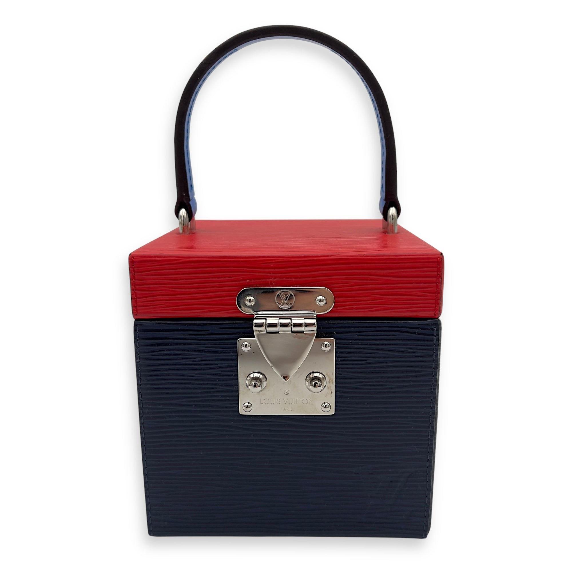 Bleecker Box Top Handle Bag Blue in Epi Leather, Silver hardware
