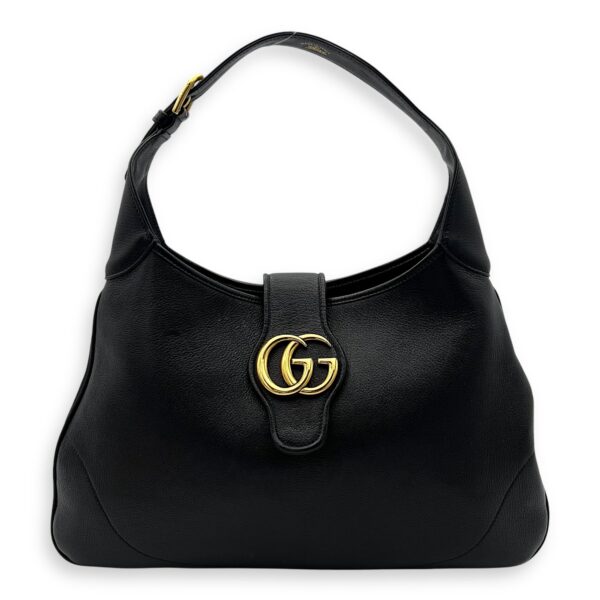 Aphrodite Shoulder Bag Medium Black in Calfskin, Gold hardware
