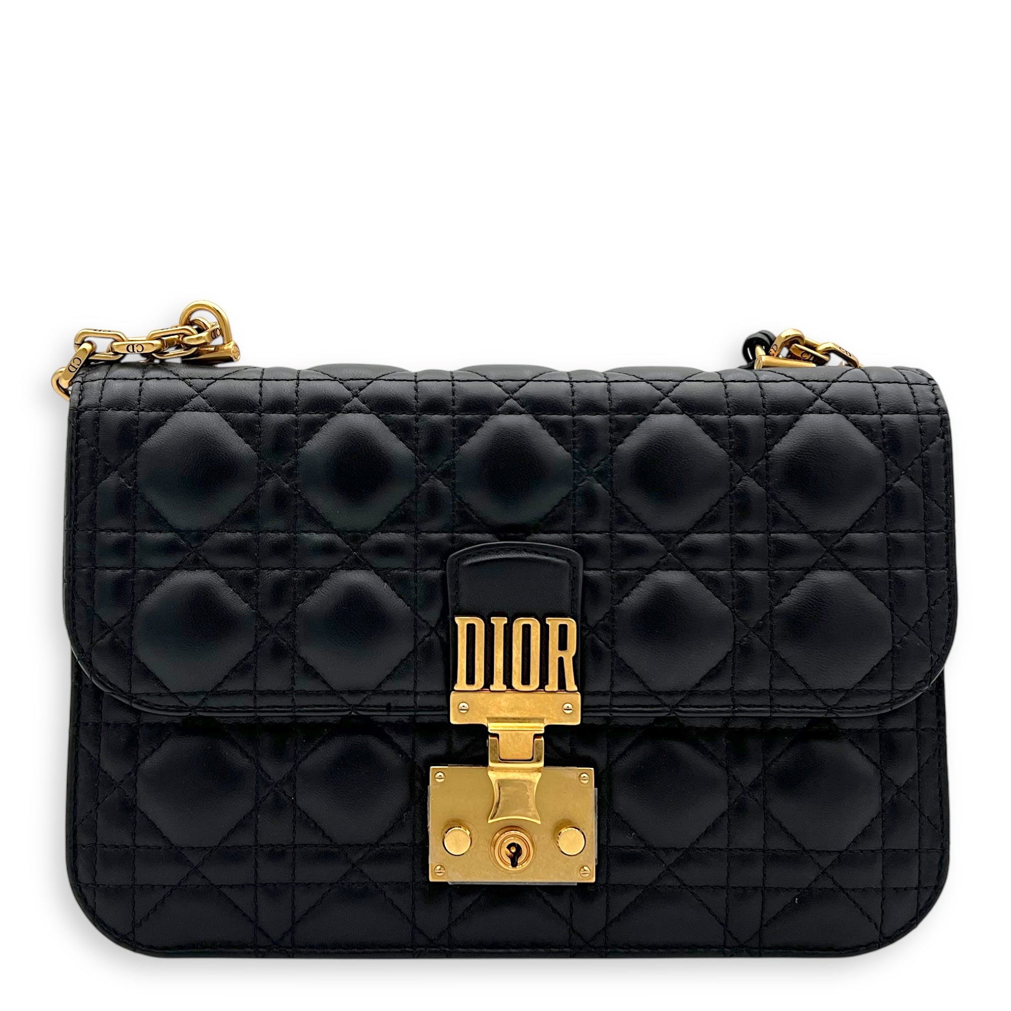 DiorAddict Shoulder Bag Black in Calfskin, Gold hardware