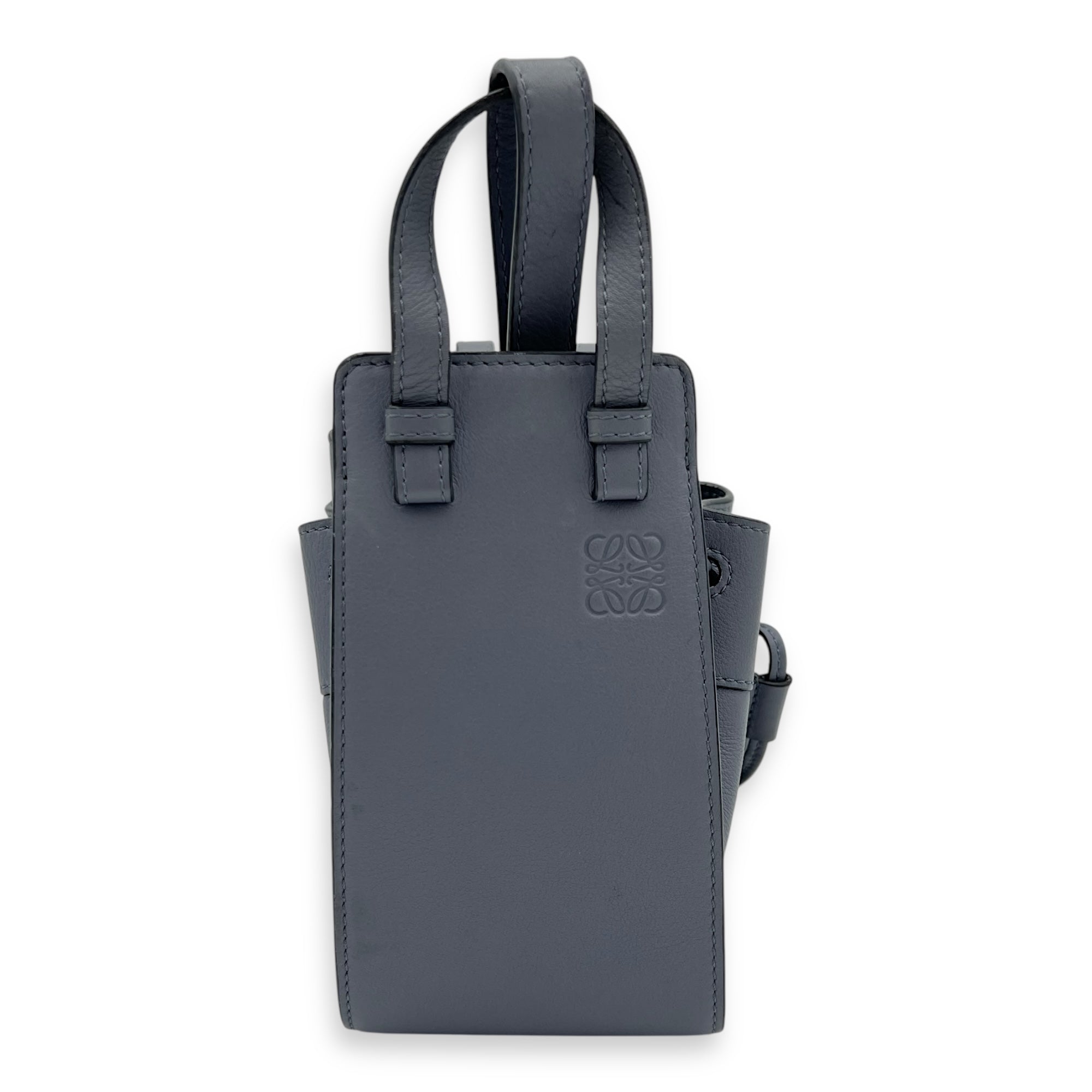 Hammock Mini Blue Shoulder Bag in Calfskin, Silver hardware