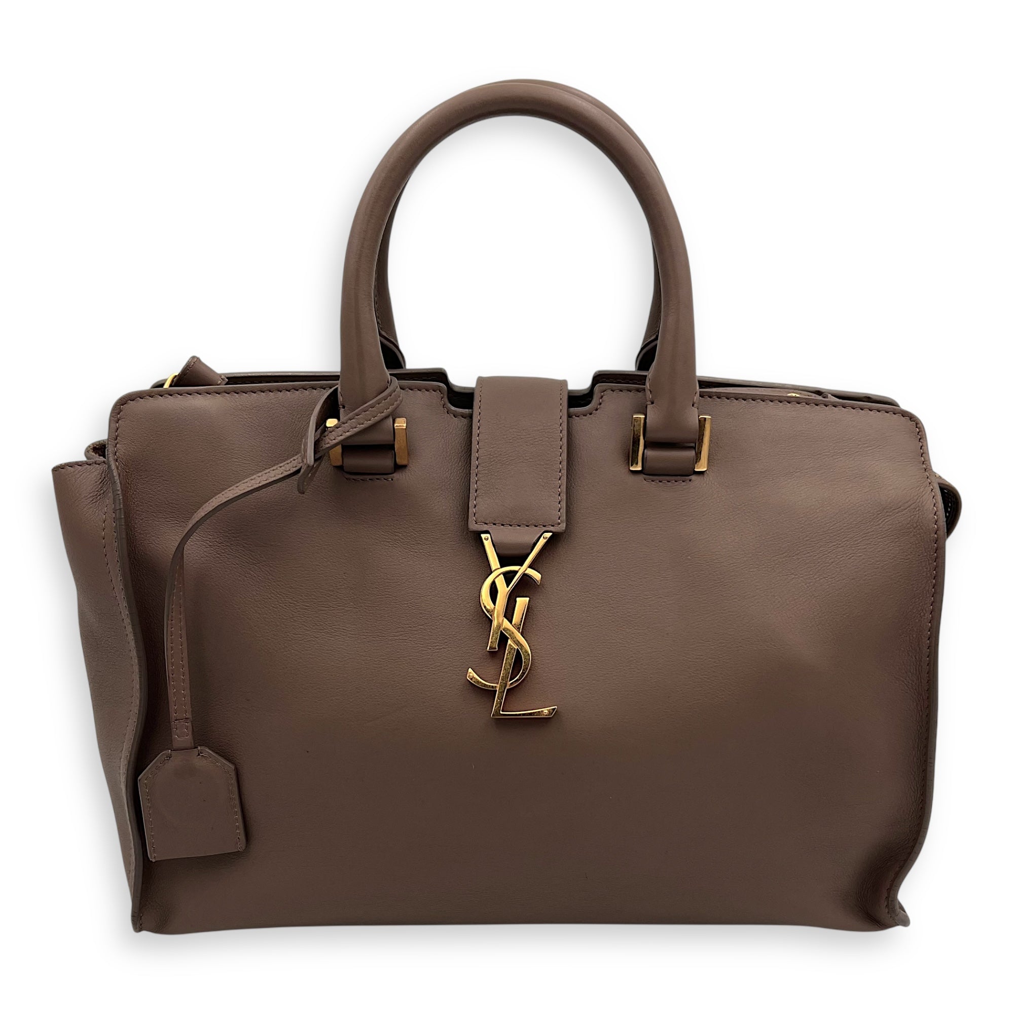Cabas Top Handle Bag Beige in Calfskin, Gold hardware